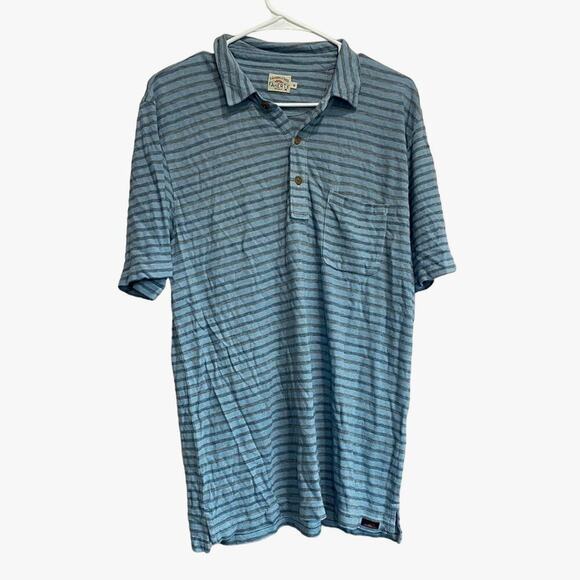 Faherty Blueand gray sun washed stripedpolo ‎ Shirt size M